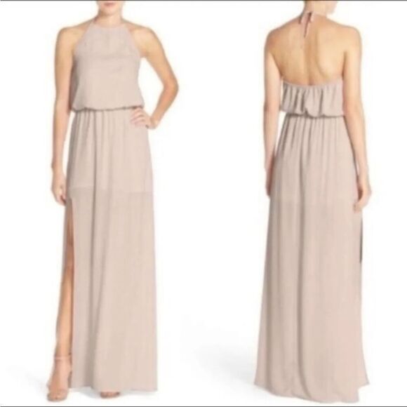 Show Me Your MuMu Halter Top Maxi Dress Size Large Nude - Picture 1 of 5